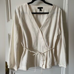 🌻J. Crew Ivory V Neck Blouse